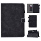 For iPad mini 2 / 3 / 4 / 5 Embossing Sewing Thread Horizontal Painted Flat Leather Case with Sleep Function & Pen Cover & Anti Skid Strip & Card Slot & Holder(Black) - 1