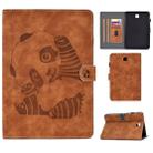 For Galaxy Tab A 8.0 (2015) T350 Embossing Sewing Thread Horizontal Painted Flat Leather Case with Sleep Function & Pen Cover & Anti Skid Strip & Card Slot & Holder(Brown) - 1