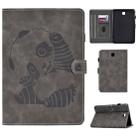 For Galaxy Tab A 8.0 (2015) T350 Embossing Sewing Thread Horizontal Painted Flat Leather Case with Sleep Function & Pen Cover & Anti Skid Strip & Card Slot & Holder(Gray) - 1