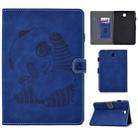 For Galaxy Tab A 8.0 (2015) T350 Embossing Sewing Thread Horizontal Painted Flat Leather Case with Sleep Function & Pen Cover & Anti Skid Strip & Card Slot & Holder(Blue) - 1
