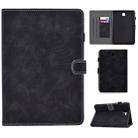 For Galaxy Tab A 8.0 (2015) T350 Embossing Sewing Thread Horizontal Painted Flat Leather Case with Sleep Function & Pen Cover & Anti Skid Strip & Card Slot & Holder(Black) - 1