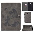 For Galaxy Tab A 10.5 T590 Embossing Sewing Thread Horizontal Painted Flat Leather Case with Sleep Function & Pen Cover & Anti Skid Strip & Card Slot & Holder(Gray) - 1