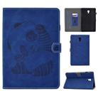 For Galaxy Tab A 10.5 T590 Embossing Sewing Thread Horizontal Painted Flat Leather Case with Sleep Function & Pen Cover & Anti Skid Strip & Card Slot & Holder(Blue) - 1