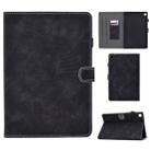 For Galaxy Tab S5e T720 Embossing Sewing Thread Horizontal Painted Flat Leather Case with Sleep Function & Pen Cover & Anti Skid Strip & Card Slot & Holder(Black) - 1