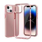 For iPhone 14 Plus Two-color Shockproof High Transparency TPU Phone Case(Pink) - 1