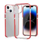 For iPhone 14 Plus Two-color Shockproof High Transparency TPU Phone Case(Red) - 1