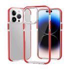 For iPhone 14 Pro Max Two-color Shockproof High Transparency TPU Phone Case(Red) - 1