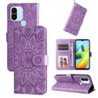 For Xiaomi Redmi A1+ Embossed Sunflower Leather Phone Case(Purple) - 1