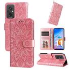 For Xiaomi Redmi 11 Prime 4G Embossed Sunflower Leather Phone Case(Pink) - 1