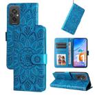 For Xiaomi Redmi 11 Prime 4G Embossed Sunflower Leather Phone Case(Blue) - 1