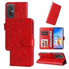 For Xiaomi Redmi 11 Prime 4G Embossed Sunflower Leather Phone Case(Red) - 1