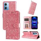 For Xiaomi Redmi Note 12 China Embossed Sunflower Leather Phone Case(Pink) - 1