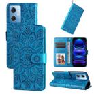 For Xiaomi Redmi Note 12 China Embossed Sunflower Leather Phone Case(Blue) - 1