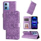For Xiaomi Redmi Note 12 China Embossed Sunflower Leather Phone Case(Purple) - 1