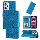 For Xiaomi Redmi Note 12 Pro+ China Embossed Sunflower Leather Phone Case(Blue) - 1