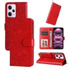 For Xiaomi Redmi Note 12 Pro+ China Embossed Sunflower Leather Phone Case(Red) - 1