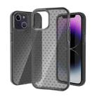 For iPhone 14 Plus Grid Pattern Transparent TPU Phone Case(Black) - 1