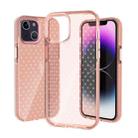 For iPhone 14 Plus Grid Pattern Transparent TPU Phone Case(Pink) - 1