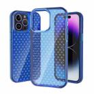 For iPhone 14 Pro Grid Pattern Transparent TPU Phone Case(Blue) - 1