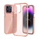 For iPhone 14 Pro Grid Pattern Transparent TPU Phone Case(Pink) - 1