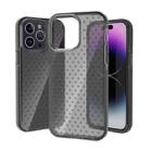 For iPhone 14 Pro Max Grid Pattern Transparent TPU Phone Case(Black) - 1