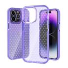 For iPhone 14 Pro Max Grid Pattern Transparent TPU Phone Case(Purple) - 1