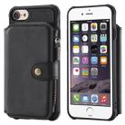 For iPhone SE 2022 / SE 2020 / 8 / 7 Zipper Shockproof Protective Case with Card Slots & Bracket & Photo Holder & Wallet Function(Black) - 1