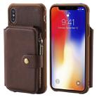 For iPhone X / XS Zipper Shockproof Protective Case with Card Slots & Bracket & Photo Holder & Wallet Function(Coffee) - 1