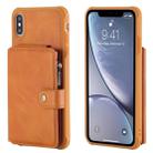 For iPhone XS Max Zipper Shockproof Protective Case with Card Slots & Bracket & Photo Holder & Wallet Function(Brown) - 1