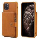 For iPhone 11 Pro Max Zipper Shockproof Protective Case with Card Slots & Bracket & Photo Holder & Wallet Function(Brown) - 1