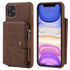 For iPhone 11 Zipper Shockproof Protective Case with Card Slots & Bracket & Photo Holder & Wallet Function(Coffee) - 1