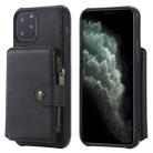 For iPhone 11 Pro Zipper Shockproof Protective Case with Card Slots & Bracket & Photo Holder & Wallet Function(Black) - 1