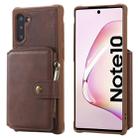 For Galaxy Note 10 Zipper Shockproof Protective Case with Card Slots & Bracket & Photo Holder & Wallet Function(Coffee) - 1