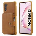 For Galaxy Note 10 Zipper Shockproof Protective Case with Card Slots & Bracket & Photo Holder & Wallet Function(Brown) - 1