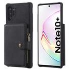 For Galaxy Note 10 Plus Zipper Shockproof Protective Case with Card Slots & Bracket & Photo Holder & Wallet Function(Black) - 1