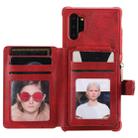 For Galaxy Note 10 Plus Zipper Shockproof Protective Case with Card Slots & Bracket & Photo Holder & Wallet Function(Red) - 4