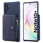 For Galaxy Note 10 Plus Zipper Shockproof Protective Case with Card Slots & Bracket & Photo Holder & Wallet Function(Blue) - 1