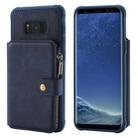 For Galaxy S8 Plus Zipper Shockproof Protective Case with Card Slots & Bracket & Photo Holder & Wallet Function(Blue) - 1