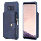For Galaxy S8 Zipper Shockproof Protective Case with Card Slots & Bracket & Photo Holder & Wallet Function(Blue) - 1