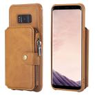 For Galaxy S8 Zipper Shockproof Protective Case with Card Slots & Bracket & Photo Holder & Wallet Function(Brown) - 1