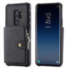 For Galaxy S9 Plus Zipper Shockproof Protective Case with Card Slots & Bracket & Photo Holder & Wallet Function(Black) - 1