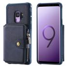 For Galaxy S9 Zipper Shockproof Protective Case with Card Slots & Bracket & Photo Holder & Wallet Function(Blue) - 1
