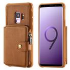 For Galaxy S9 Zipper Shockproof Protective Case with Card Slots & Bracket & Photo Holder & Wallet Function(Brown) - 1