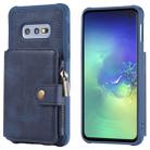 For Galaxy S10e Zipper Shockproof Protective Case with Card Slots & Bracket & Photo Holder & Wallet Function(Blue) - 1