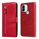For Xiaomi Redmi A1+ Calf Texture Zipper Leather Phone Case(Red) - 1