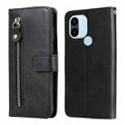 For Xiaomi Redmi A1+ Calf Texture Zipper Leather Phone Case(Black) - 1