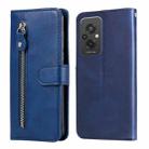 For Xiaomi Redmi 11 Prime 4G Calf Texture Zipper Leather Phone Case(Blue) - 1