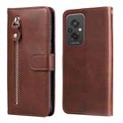 For Xiaomi Redmi 11 Prime 4G Calf Texture Zipper Leather Phone Case(Brown) - 1