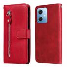 For Xiaomi Redmi Note 12 China Calf Texture Zipper Leather Phone Case(Red) - 1