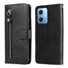 For Xiaomi Redmi Note 12 China Calf Texture Zipper Leather Phone Case(Black) - 1